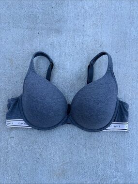 Cacique Gray Padded Underwire T-Shirt Bra with Logo Band